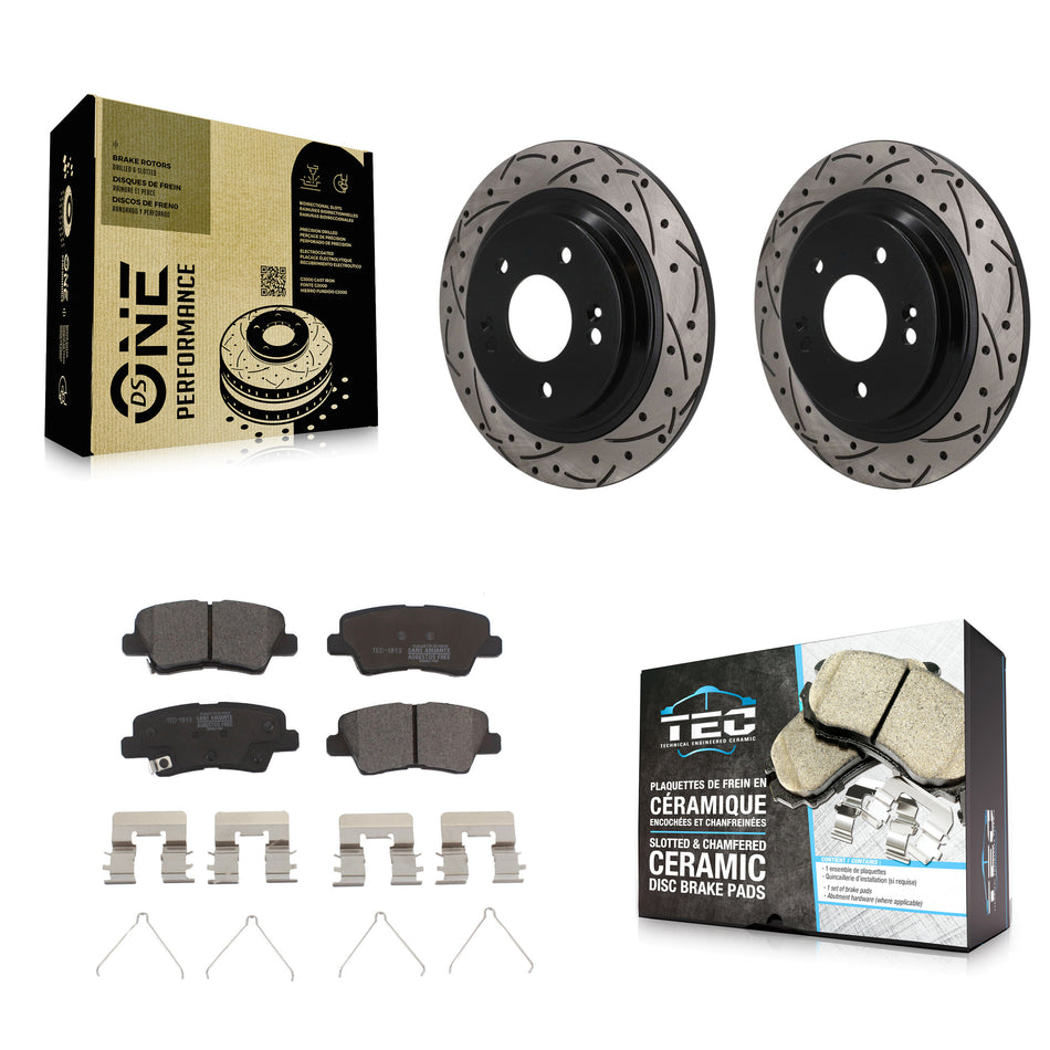 Rear Drill Slot Brake Rotors Ceramic Pad Kit For Hyundai Kona With Electric Parking KDT-102070