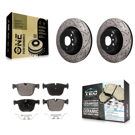 Rear Drill Slot Brake Rotor Ceramic Pad Kit For BMW 750i xDrive 750Li 550i GT Alpina B7 7 KDT-102078
