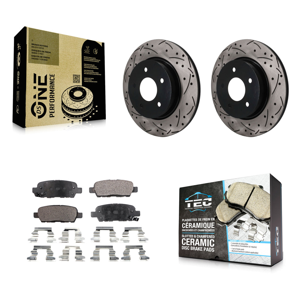 Rear Coat Drill Slot Disc Brake Rotor Ceramic Pad Kit For Nissan Qashqai Rogue Sport LEAF KDT-102080