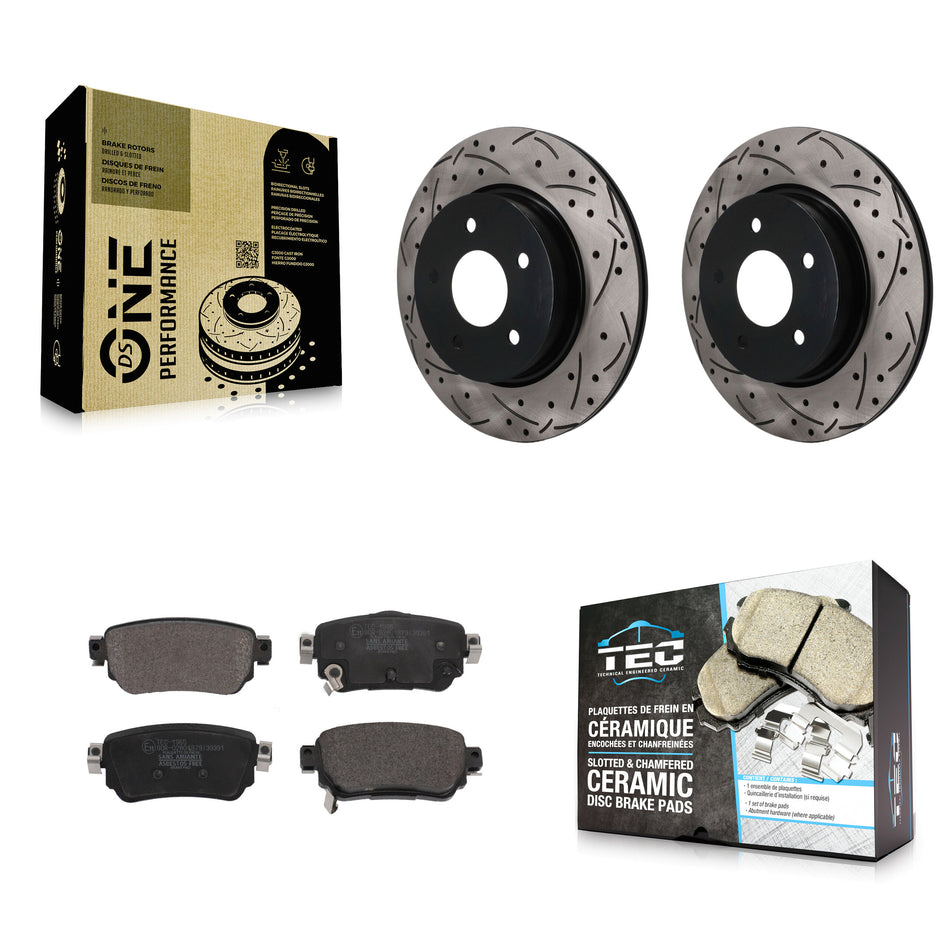 Rear Coat Drill Slot Disc Brake Rotor Ceramic Pad Kit For Nissan Rogue Sport Qashqai LEAF KDT-102081