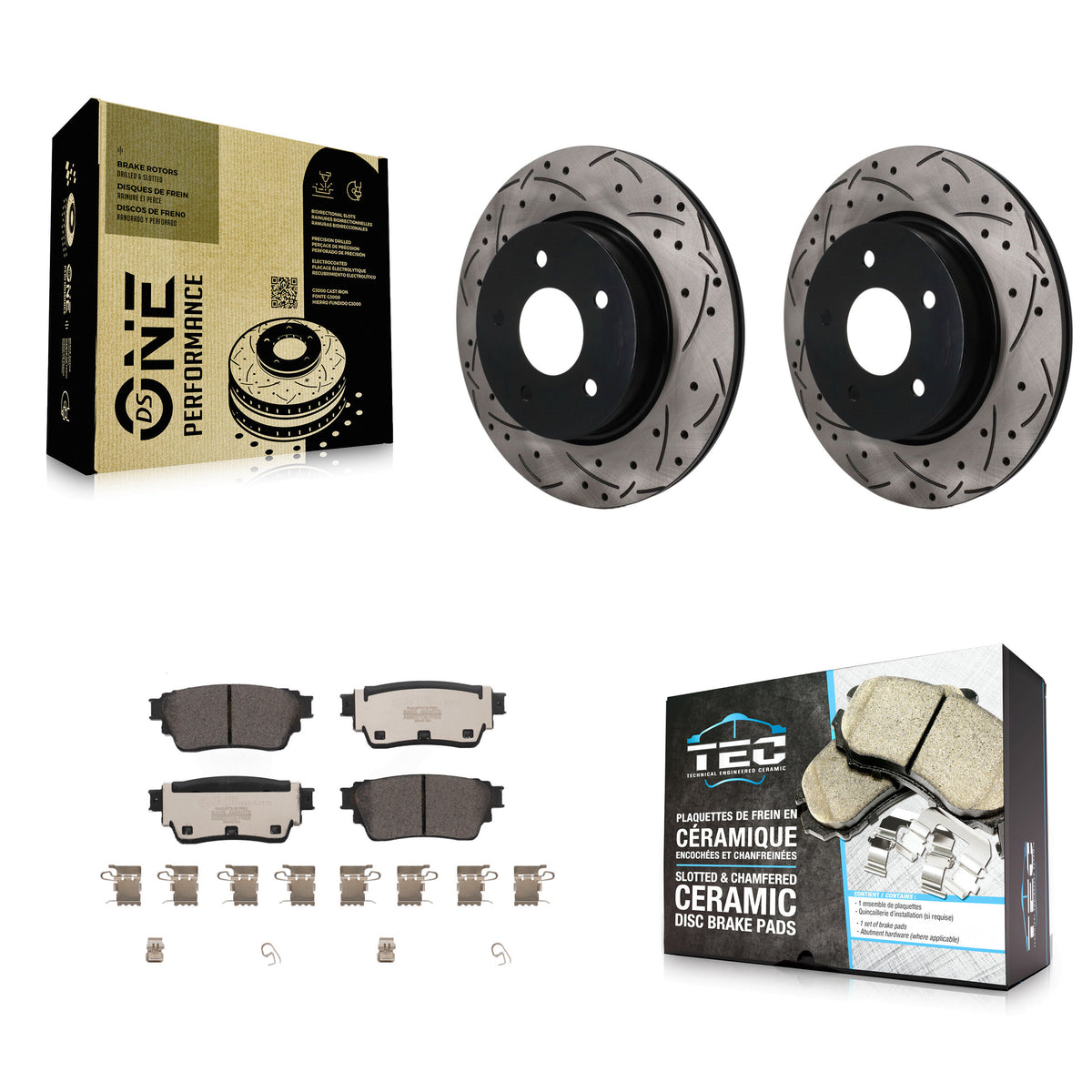 Rear Coated Drilled Slotted Disc Brake Rotors And Ceramic Pads Kit For Nissan Rogue KDT-102082