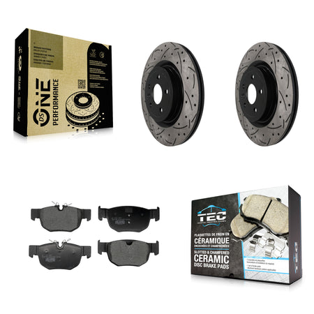 Rear Coated Drilled Slotted Disc Brake Rotors And Ceramic Pads Kit For Jaguar F-Pace KDT-102087