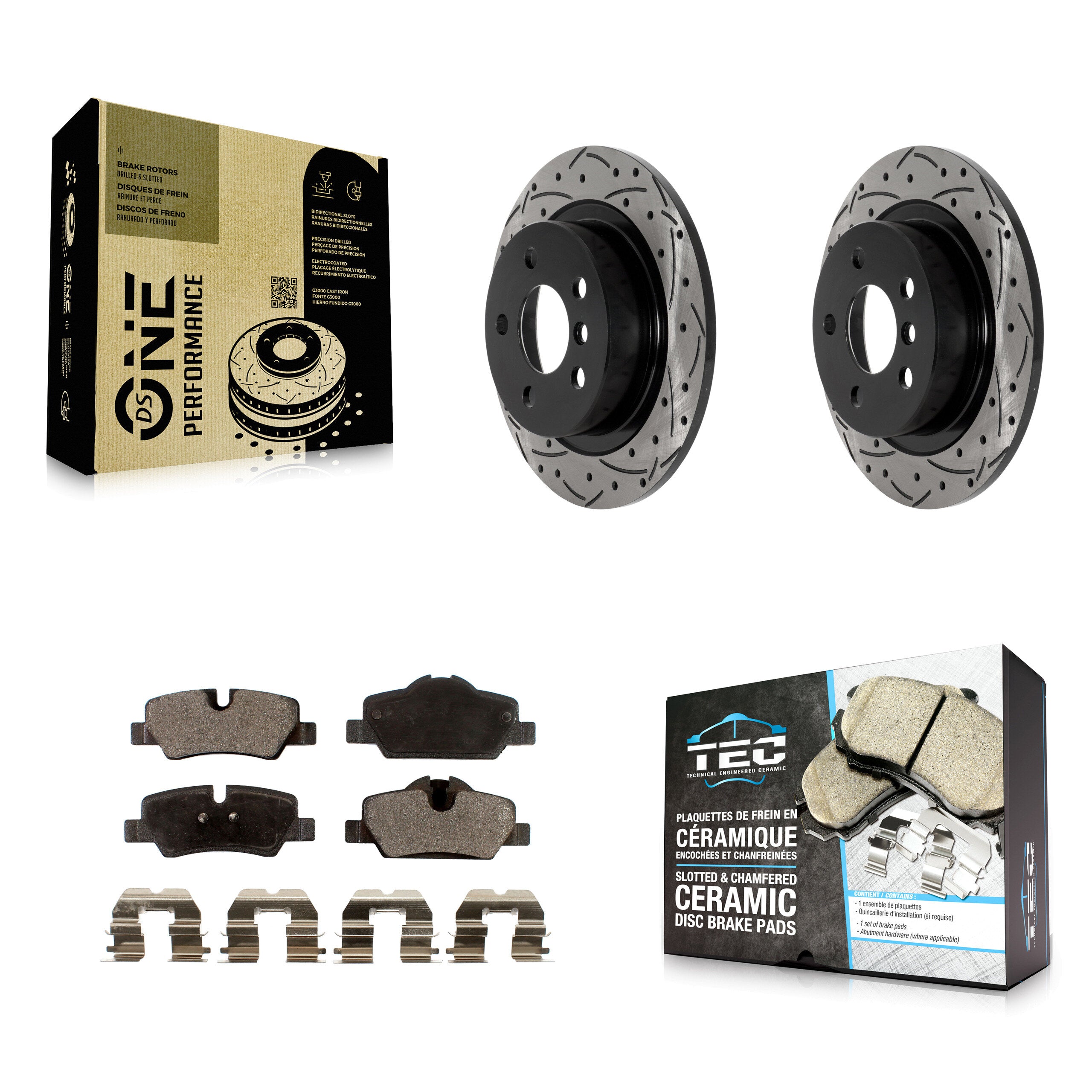 Rear Drilled Slot Brake Rotors Ceramic Pad Kit For Mini Cooper BATTERY EV (EV BEV) engine KDT-102092