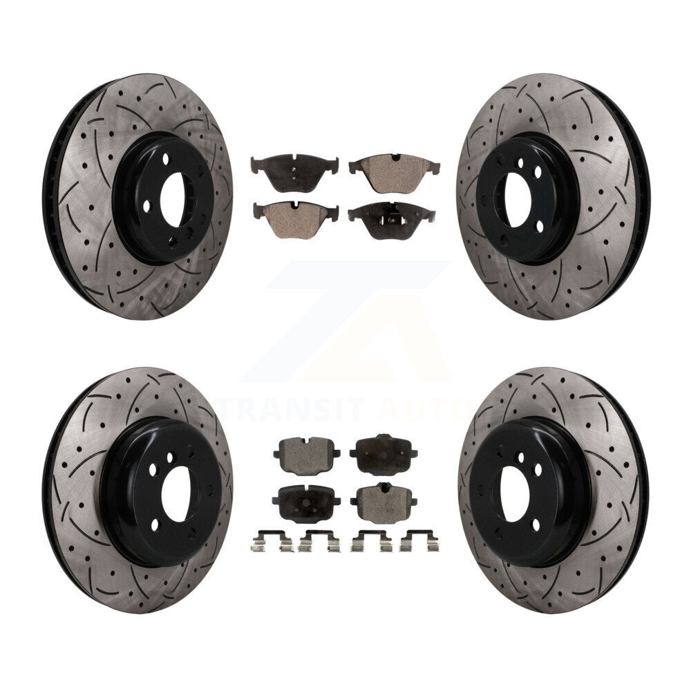 Front Rear Brake Rotors Ceramic Pad Kit (6Pc) For BMW 535i With 345mm Diameter Rotor KDT-102097