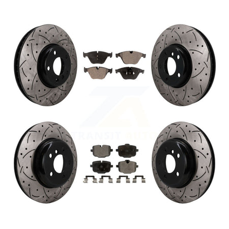 Front Rear Brake Rotors Ceramic Pad Kit (6Pc) For BMW 535i With 345mm Diameter Rotor KDT-102097