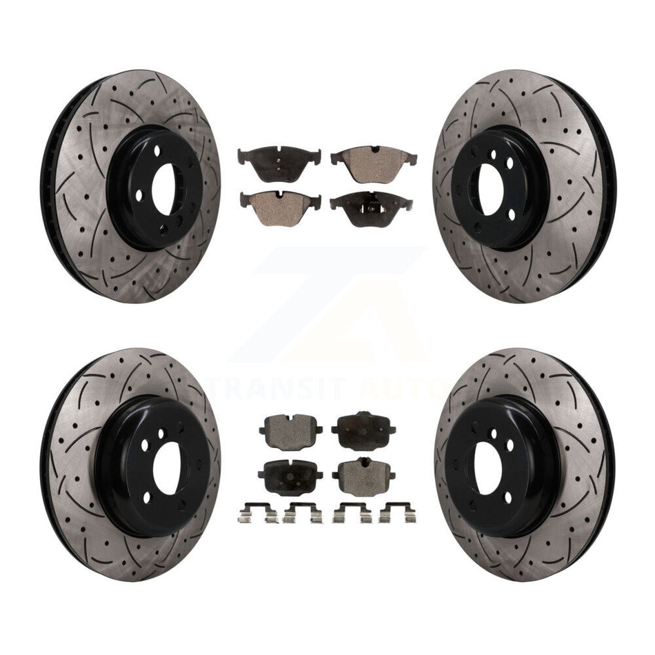 Front Rear Brake Rotors Ceramic Pad Kit (6Pc) For BMW 535i With 345mm Diameter Rotor KDT-102097