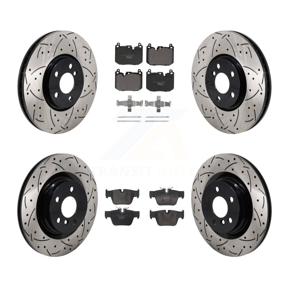 Front Rear Coated Drill Slot Disc Brake Rotors Ceramic Pad Kit For Mini Cooper Countryman KDT-102160