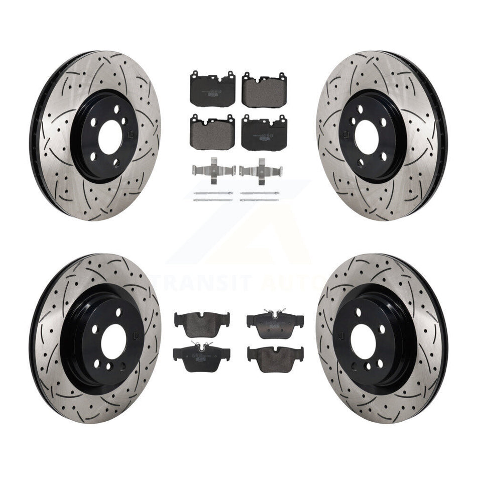 Front Rear Coated Drill Slot Disc Brake Rotors Ceramic Pad Kit For Mini Cooper Countryman KDT-102160