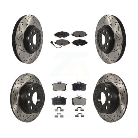 Front Rear Coat Drill Slot Disc Brake Rotors Ceramic Pad Kit For Volkswagen Golf Alltrack KDT-102162