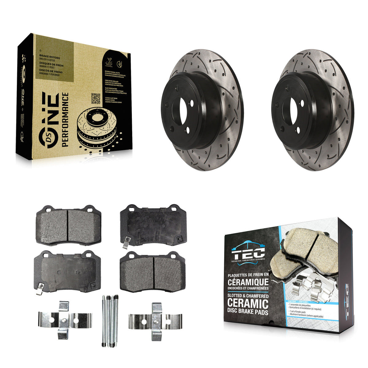 Rear Drill Slot Disc Brake Rotor Ceramic Pad Kit For 2016 Chrysler 300 With Brembo Brakes KDT-102166