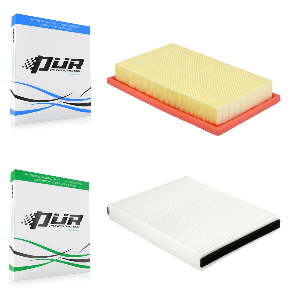 1x Air + 1x Cabin Filter (2 Total) Kit For Mercedes-Benz C300 GLC300 GLC350e Rectangular KFL-103043