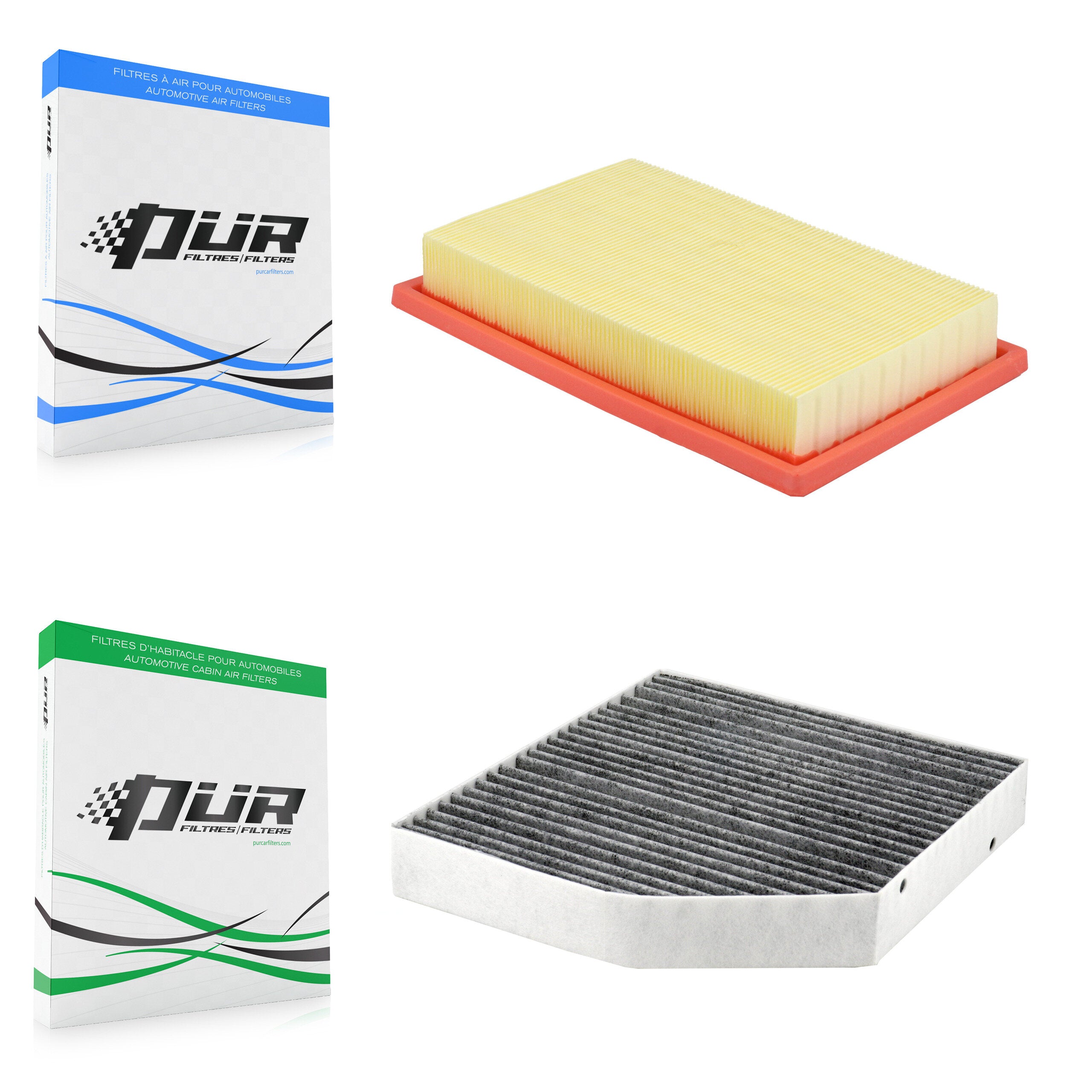 1x Air + 1x Cabin Filter (2 Total) Kit For Mercedes-Benz C300 GLC300 GLC350e Five-Sided KFL-103044