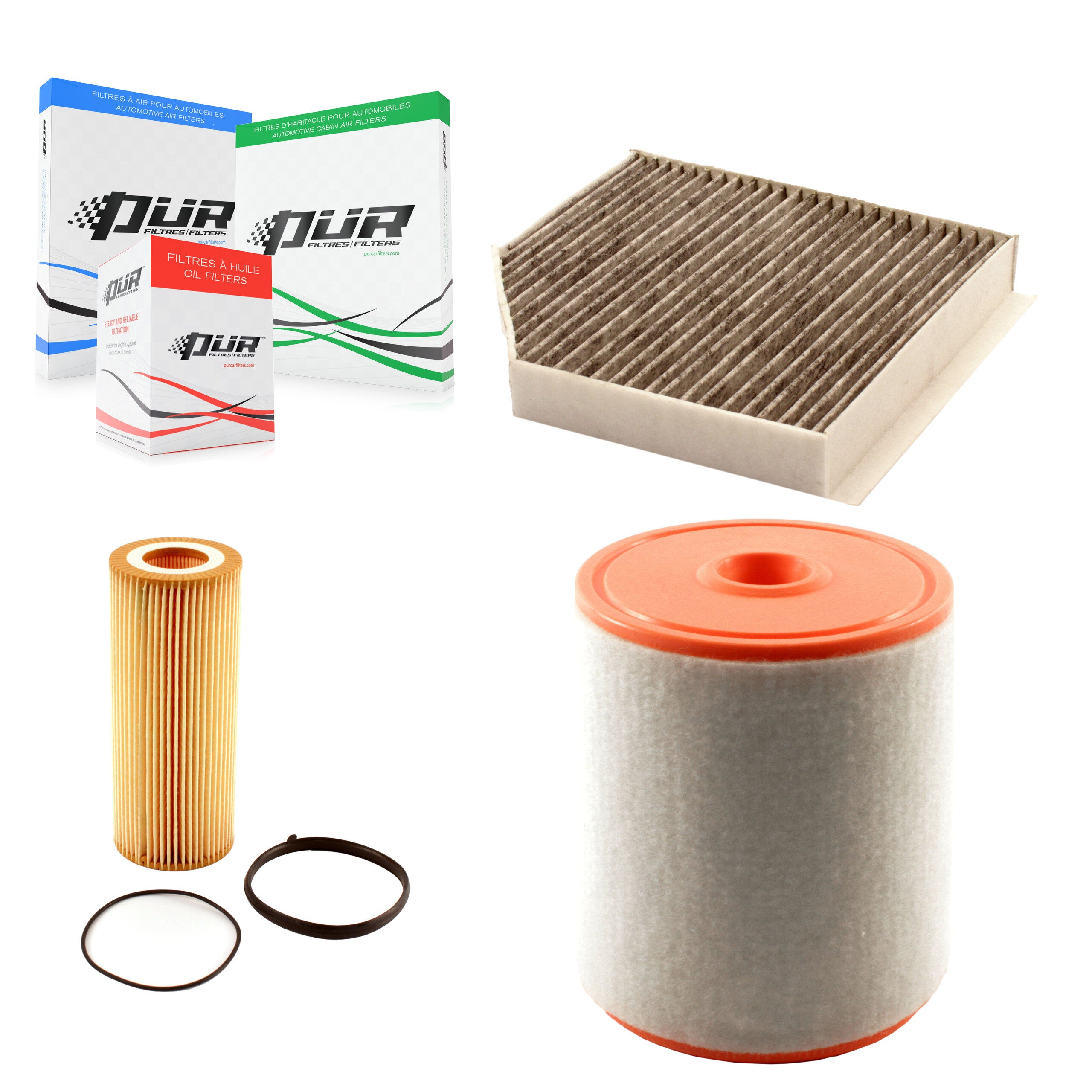 1x Air + 1x Cabin + 1x Engine Cartridge Oil Filter (3 Total) Kit For Audi A6 Quattro A7 KFM-100434