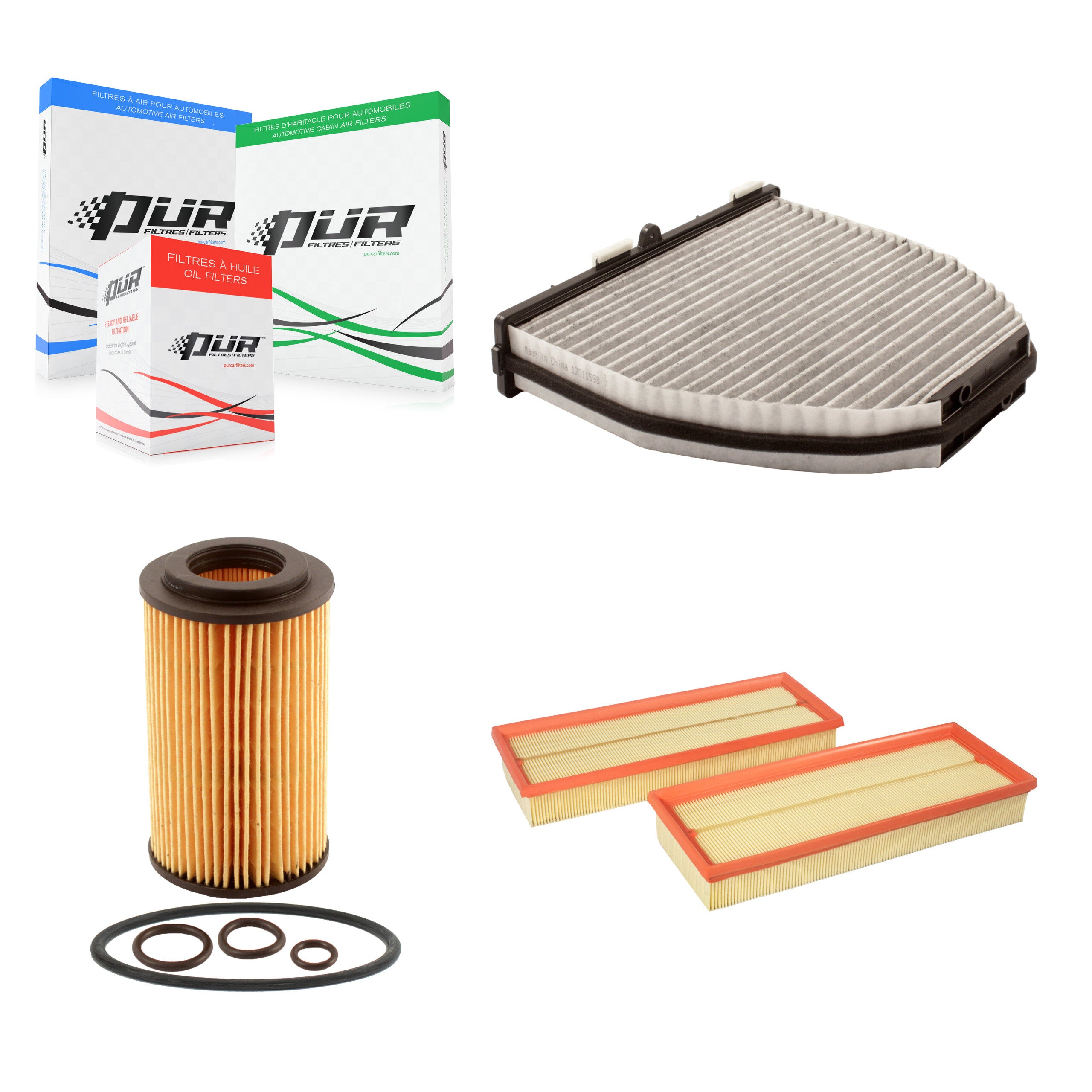 1x Air + 1x Cabin + 1x Engine Cartridge Oil Filter (3 Total) Kit For Mercedes-Benz GLK350 KFM-100464