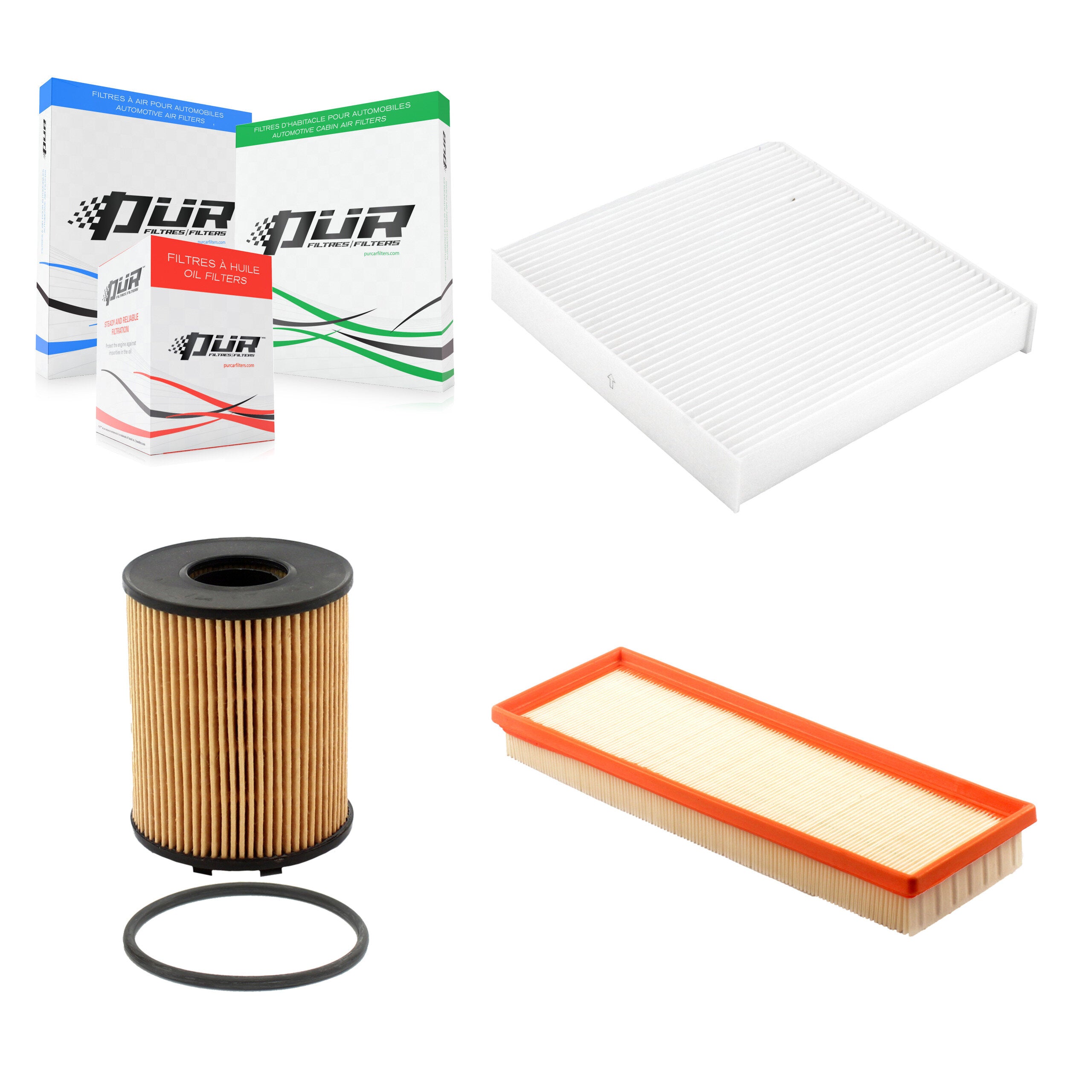 1x Air + 1x Cabin + 1x Engine Cartridge Oil Filter (3 Total) Kit For Fiat 500 KFM-100484