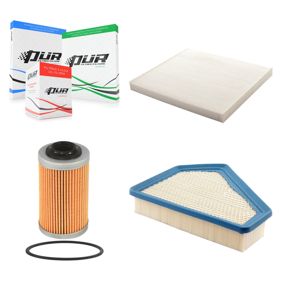 1x Air + 1x Cabin + 1x Engine Cartridge Oil Filter (3 Total) Kit For Cadillac CTS KFM-100485