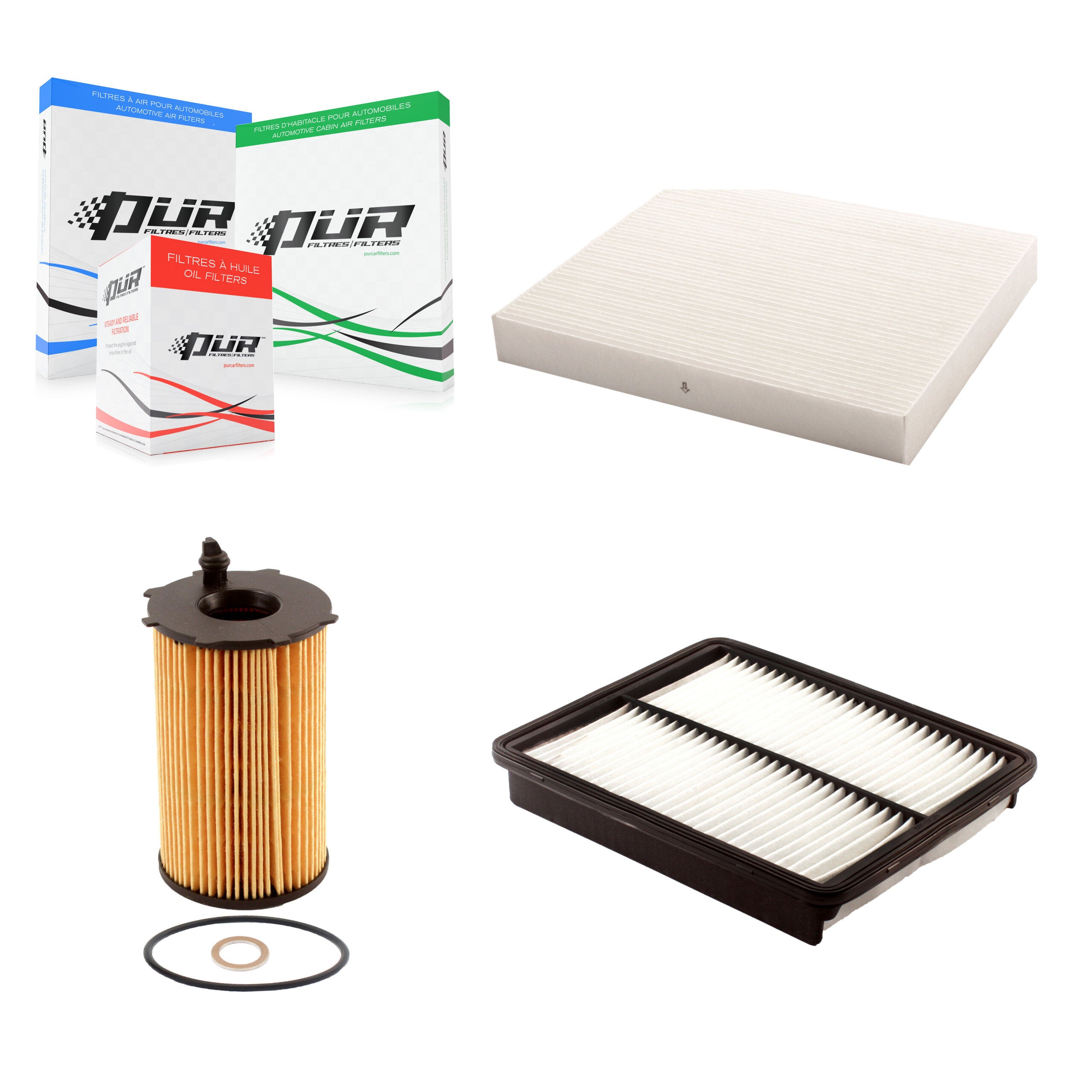 1x Air + 1x Cabin + 1x Engine Cartridge Oil Filter (3 Total) Kit For Hyundai Santa Fe KFM-100525