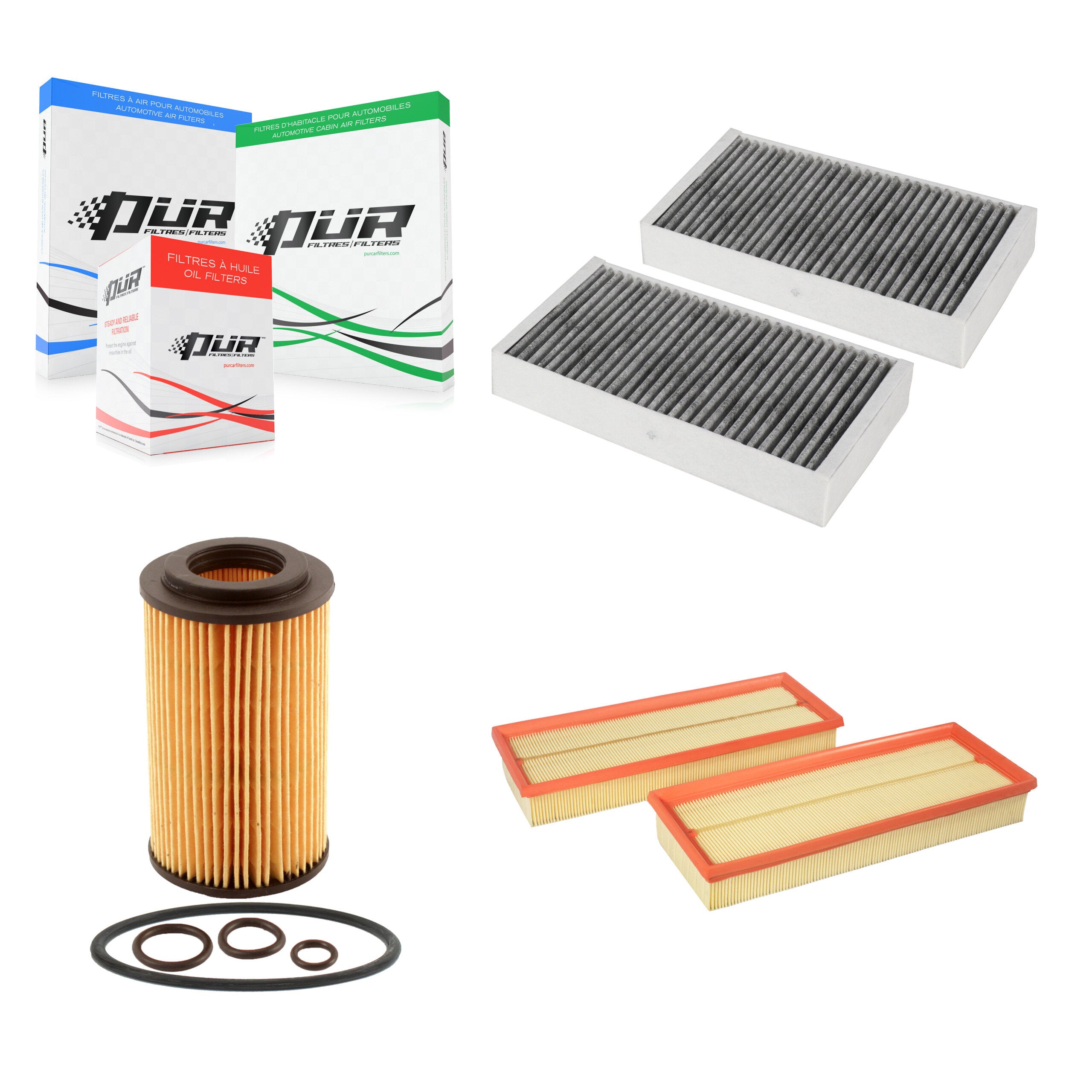 1x Air + 1x Cabin + 1x Engine Cartridge Oil Filter (3 Total) Kit For Mercedes-Benz ML350 KFM-100573