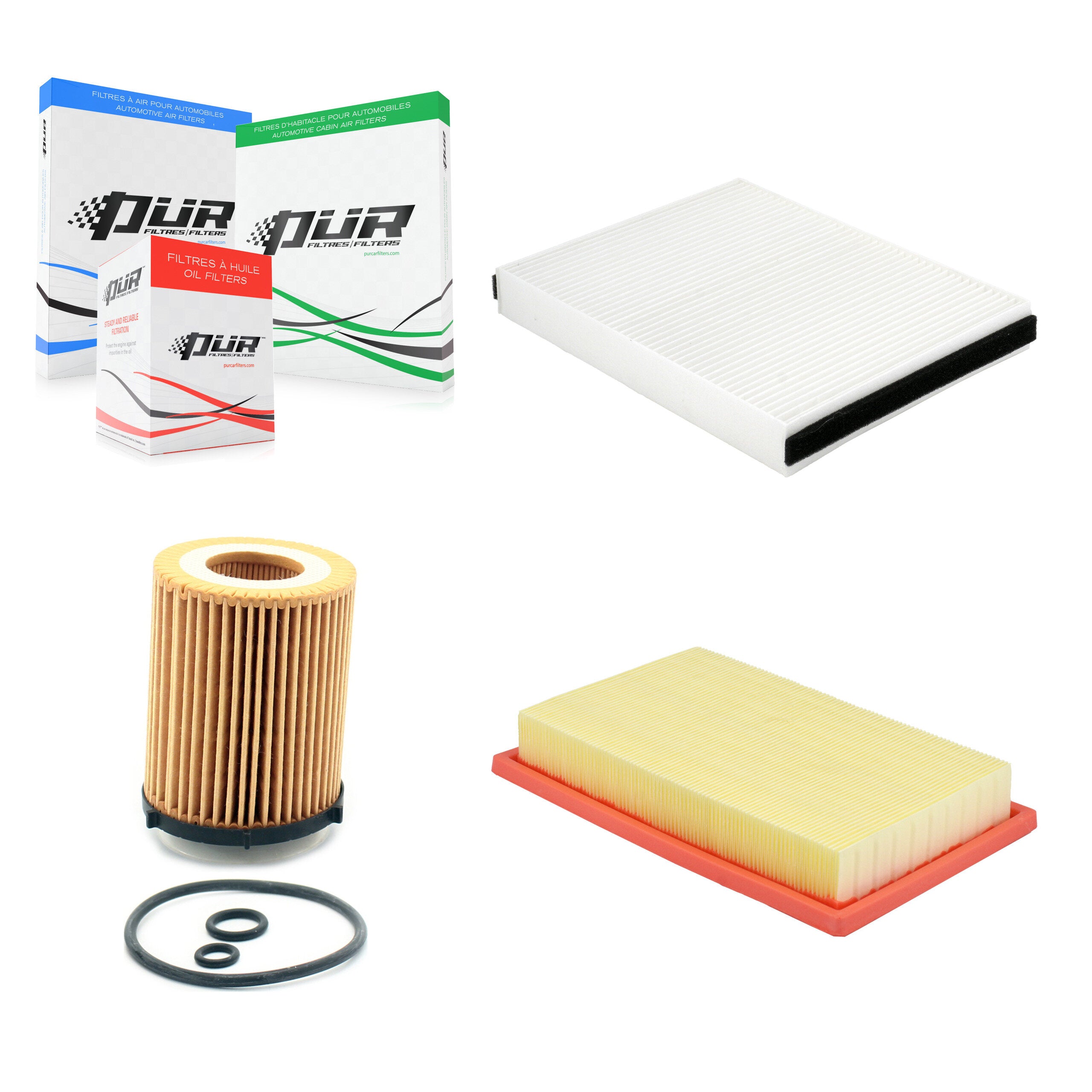 1x Air + 1x Cabin + 1x Engine Cartridge Oil Filter (3 Total) Kit For Mercedes-Benz C300 KFM-104423