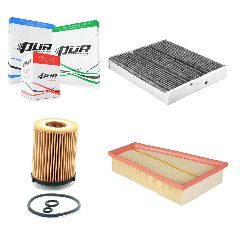 1x Air + 1x Cabin + 1x Engine Cartridge Oil Filter (3 Total) Kit For Mercedes-Benz GLA250 KFM-104450