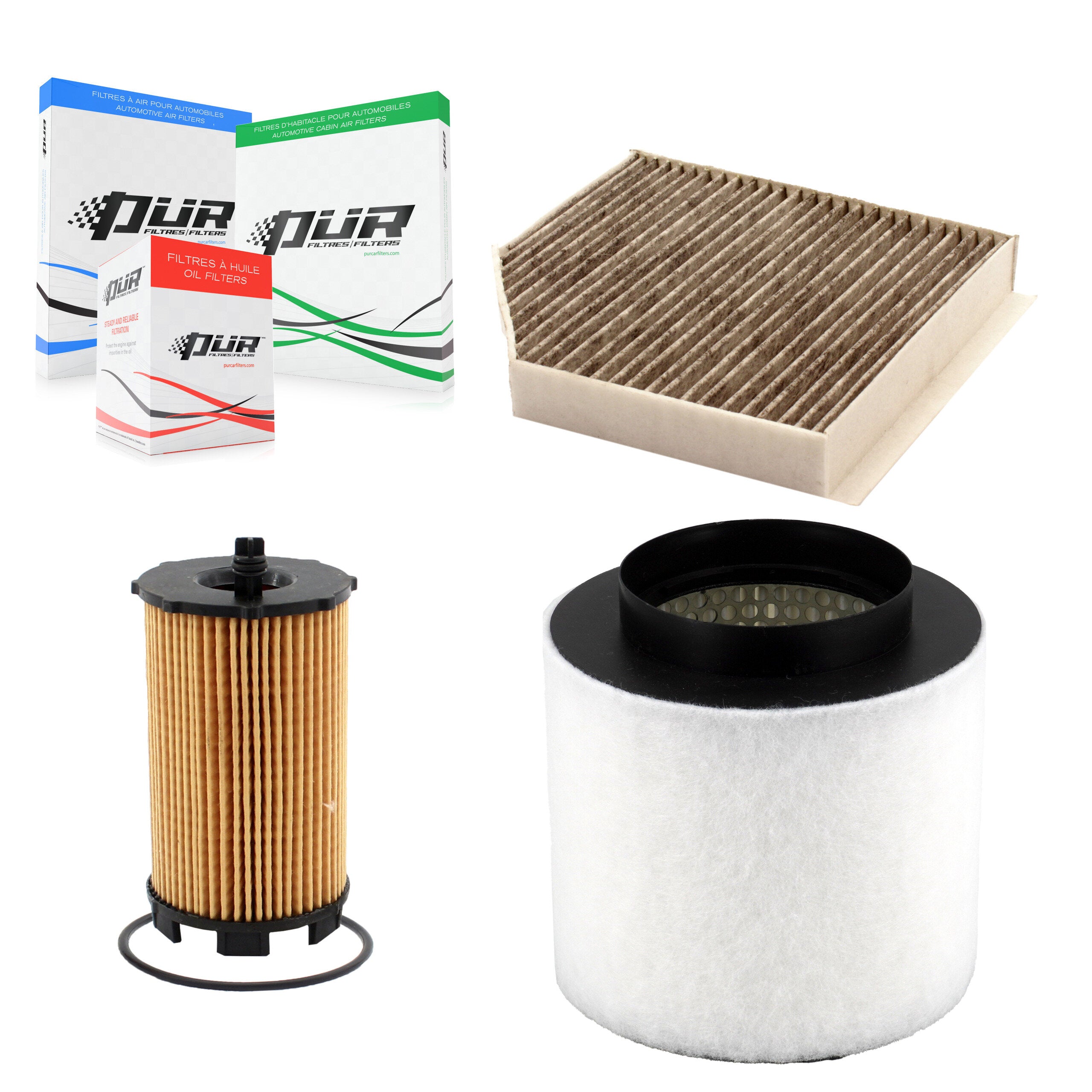 1x Air + 1x Cabin + 1x Engine Cartridge Oil Filter (3 Total) Kit For Audi A8 Quattro 4.2L KFM-104470
