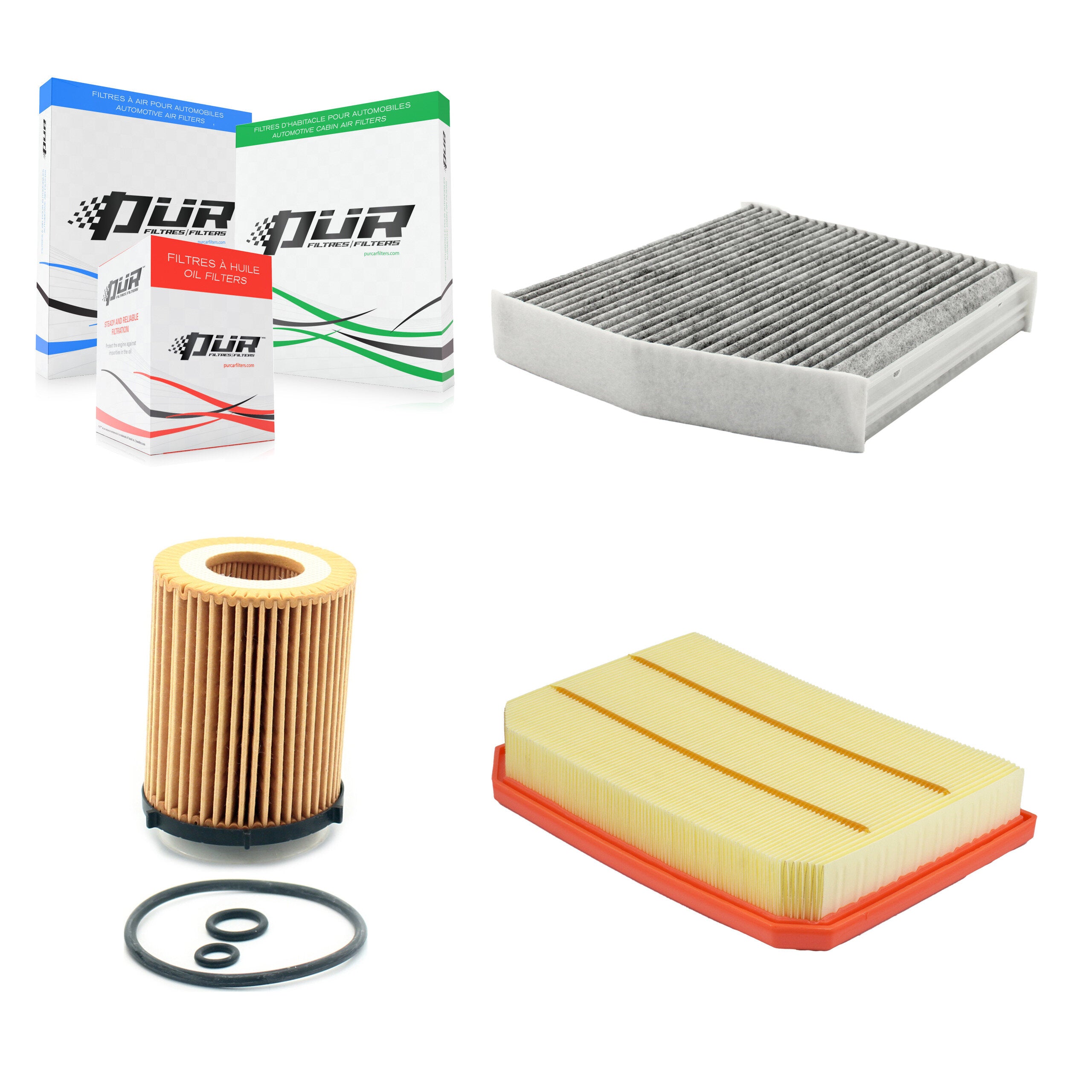 1x Air + 1x Cabin + 1x Engine Cartridge Oil Filter (3 Total) Kit For Mercedes-Benz CLA250 KFM-104480