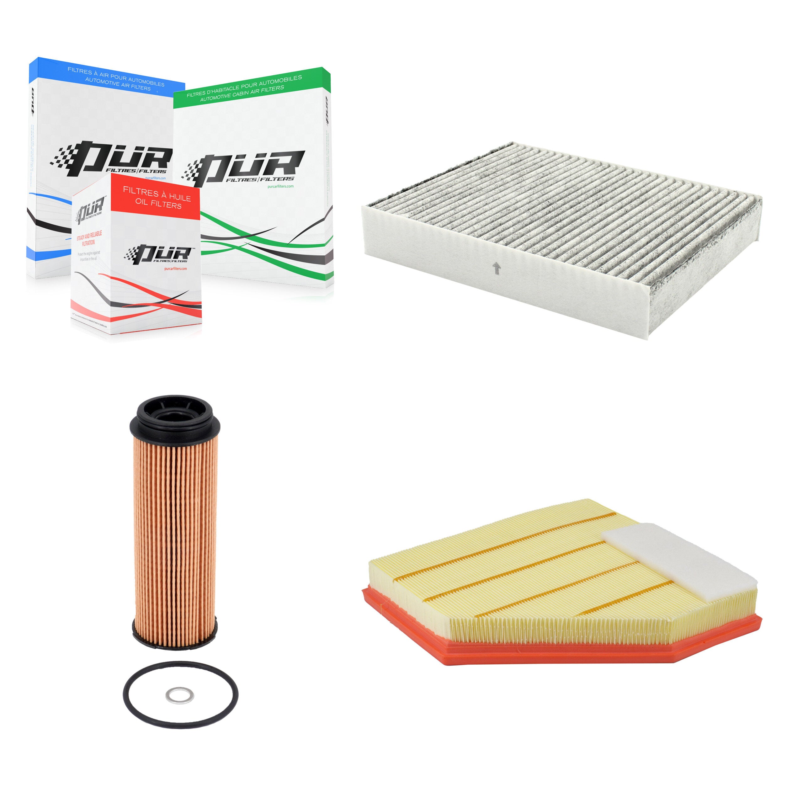 1x Air + 1x Cabin + 1x Engine Cartridge Oil Filter (3 Total) Kit For BMW 340i xDrive 440i KFM-104778