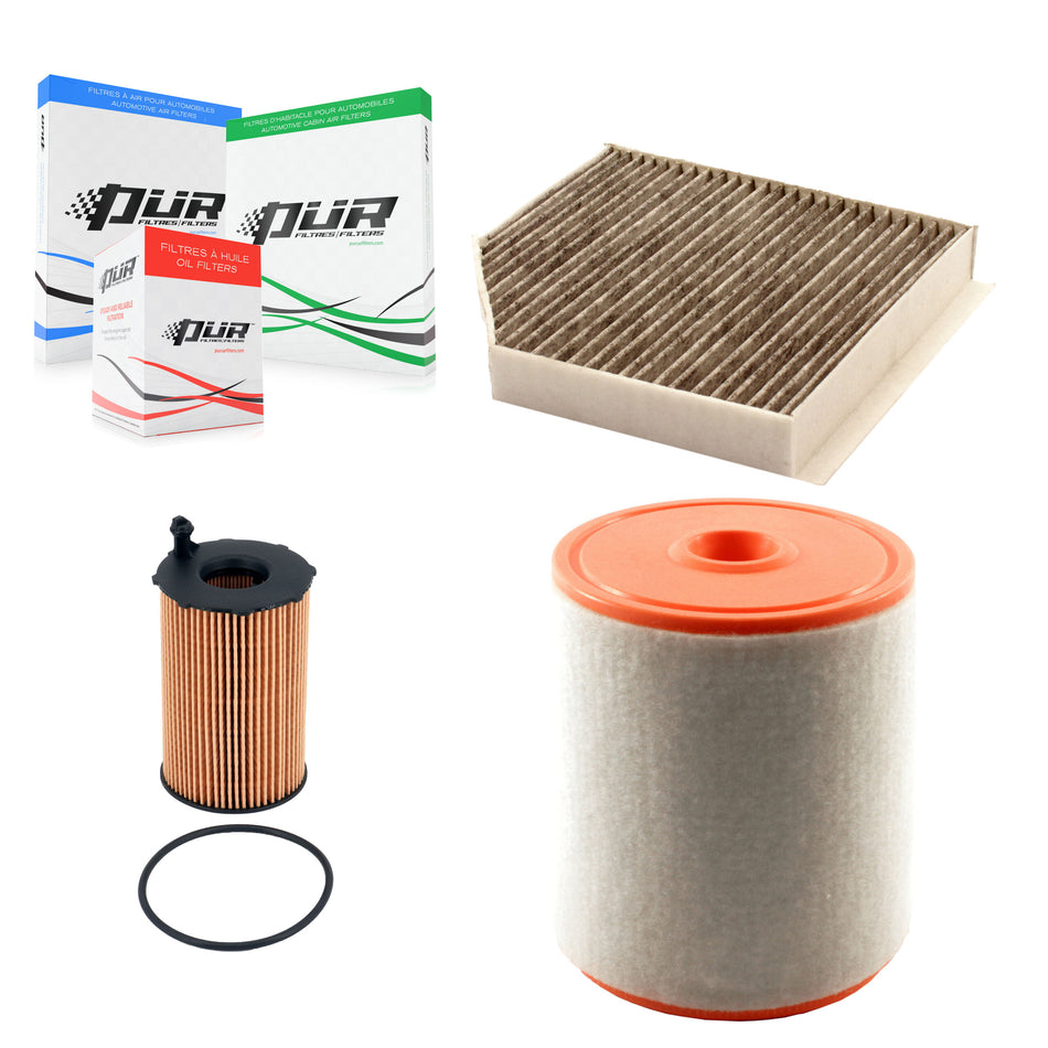 1x Air + 1x Cabin + 1x Engine Cartridge Oil Filter (3 Total) Kit For Audi A6 Quattro A7 KFM-104796