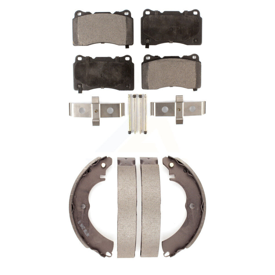 Front Rear Semi-Metallic Brake Pads And Drum Shoes Kit For Mitsubishi Lancer KFN-100002