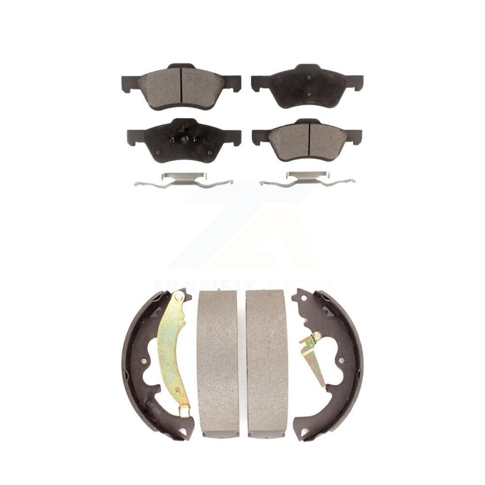 Front Rear Semi-Metallic Brake Pads And Drum Shoes Kit For Ford Escape Mercury Mariner KFN-100011