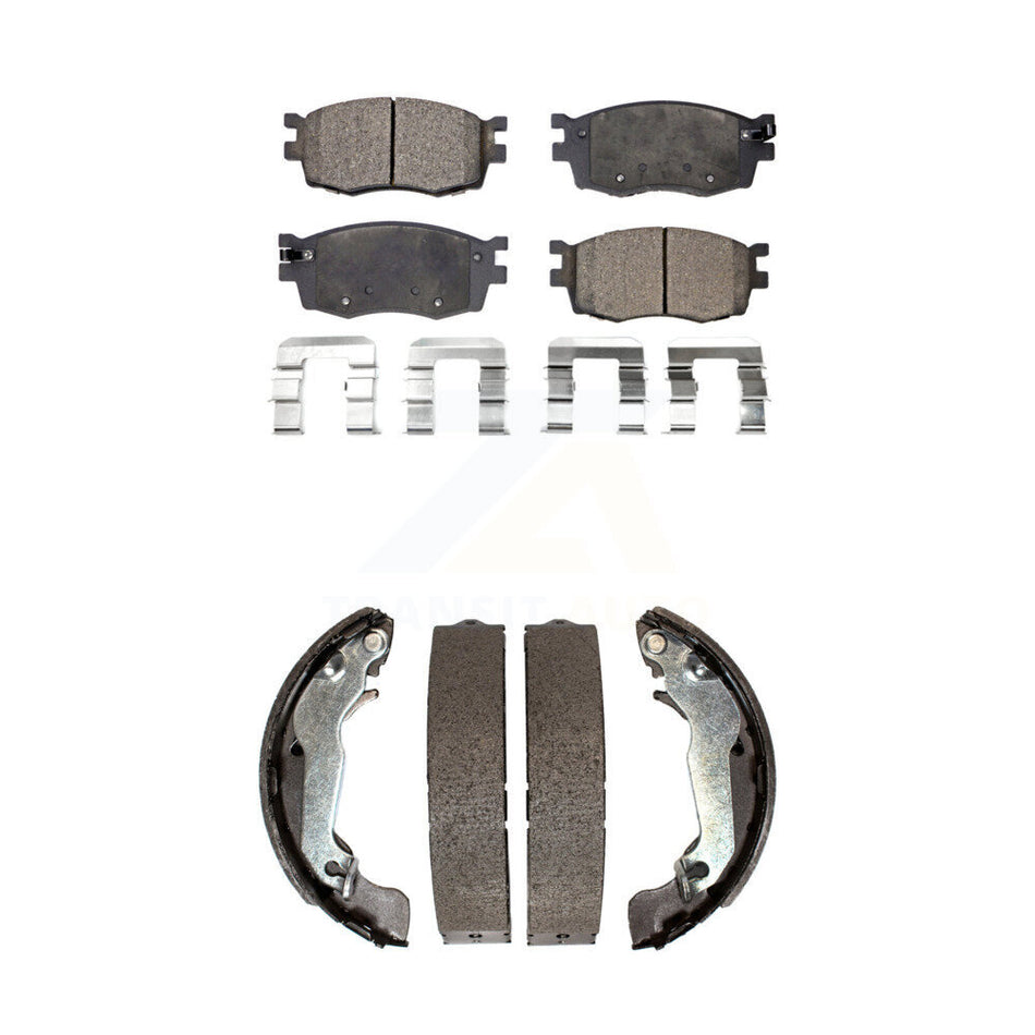 Front Rear Semi-Metallic Brake Pads And Drum Shoes Kit For 2006 Hyundai Accent To 09 30 05 KFN-100016