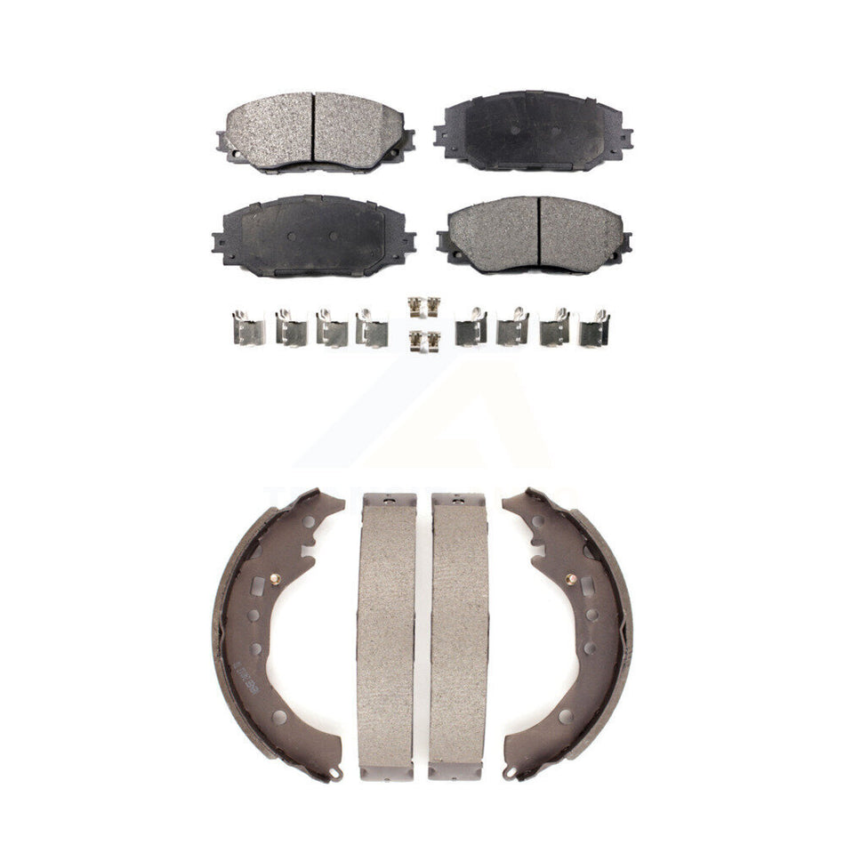 Front Rear Semi-Metallic Brake Pads And Drum Shoes Kit For Toyota Corolla Scion xD KFN-100025