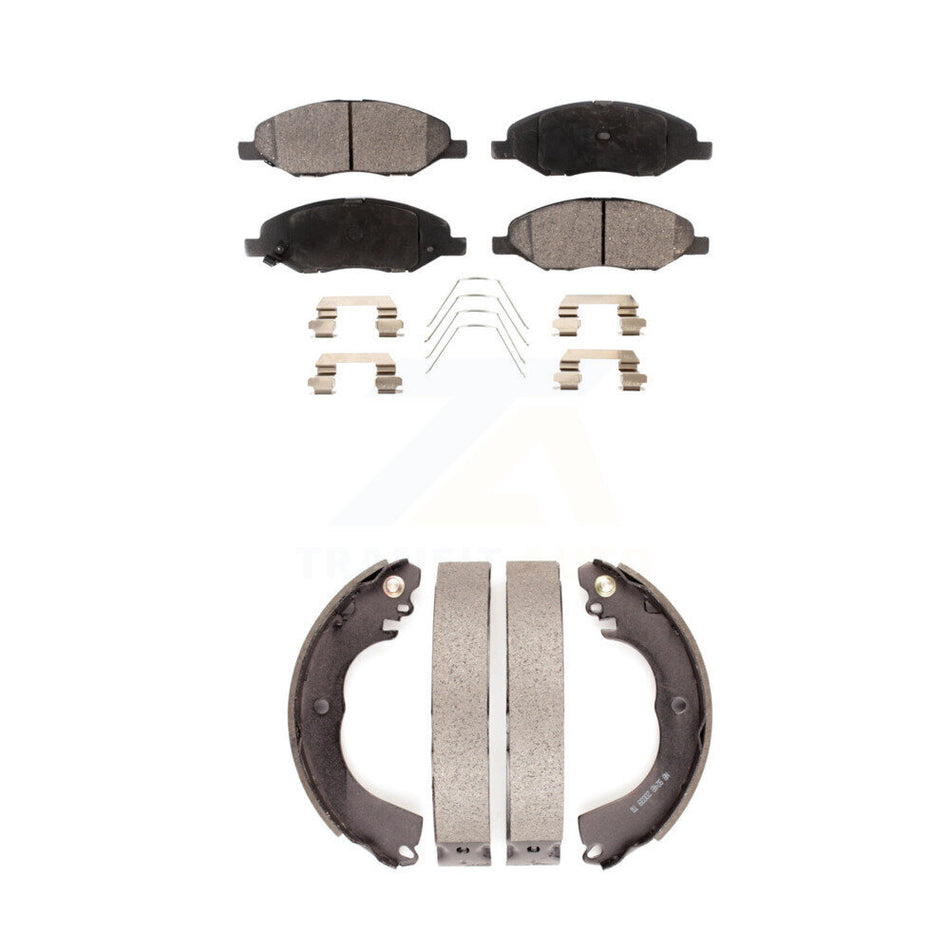 Front Rear Semi-Metallic Brake Pads And Drum Shoes Kit For 2009-2011 Nissan Versa 1.6L KFN-100029