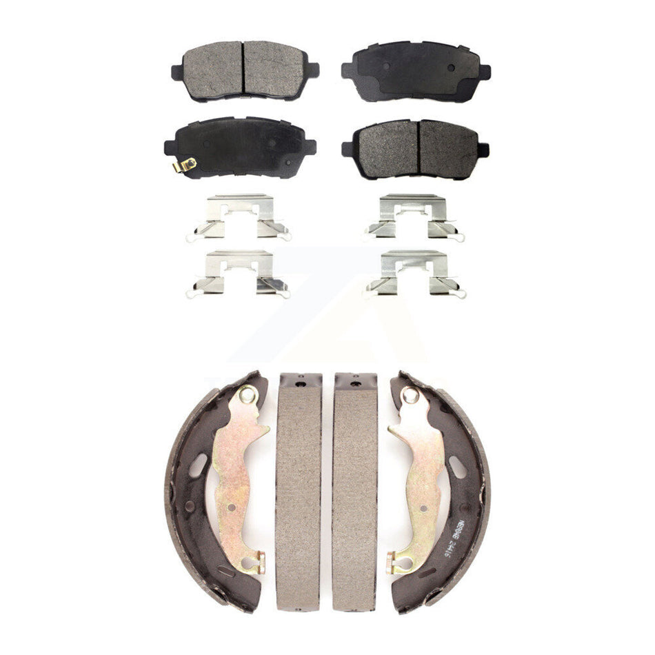 Front Rear Semi-Metallic Brake Pads And Drum Shoes Kit For Ford Fiesta KFN-100033