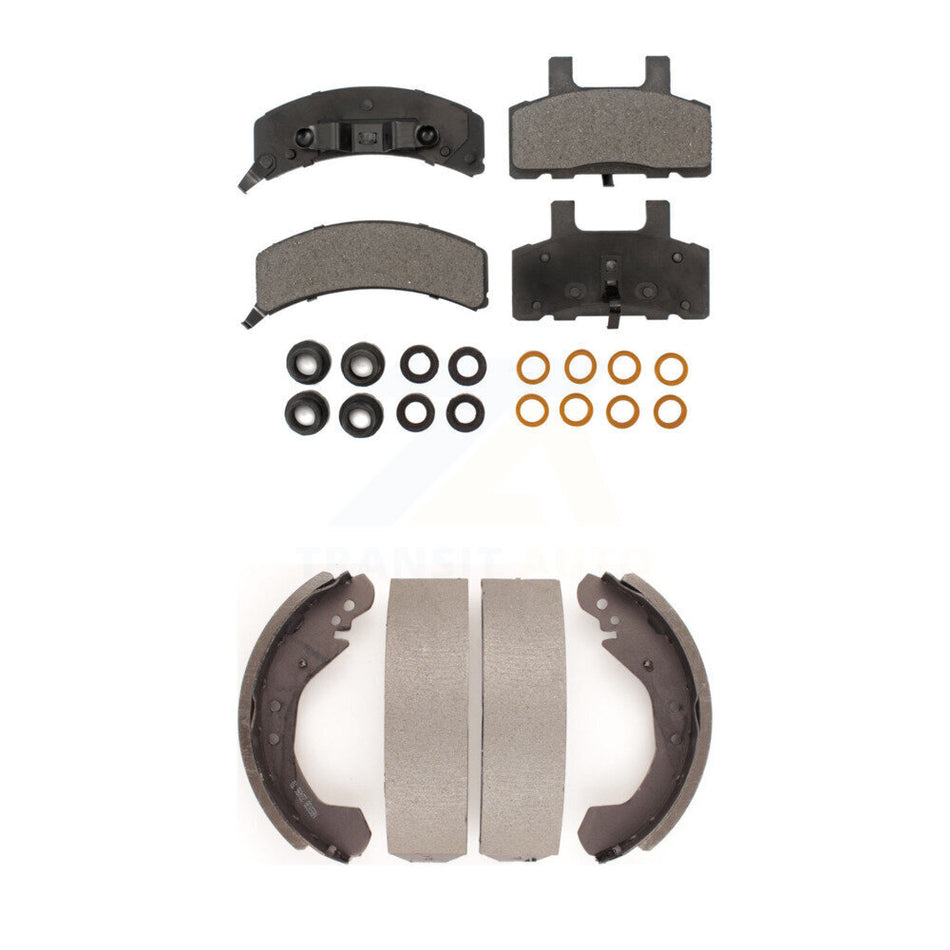 Front Rear Semi-Metallic Brake Pads And Drum Shoes Kit For Chevrolet C1500 K1500 GMC Tahoe Yukon Blazer KFN-100056