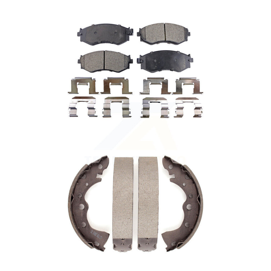 Front Rear Semi-Metallic Brake Pads And Drum Shoes Kit For 2002-2006 Nissan Sentra 1.8L KFN-100065