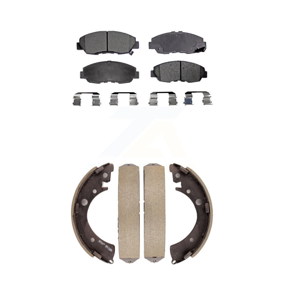 Front Rear Semi-Metallic Brake Pads And Drum Shoes Kit For Honda Civic Acura EL KFN-100068