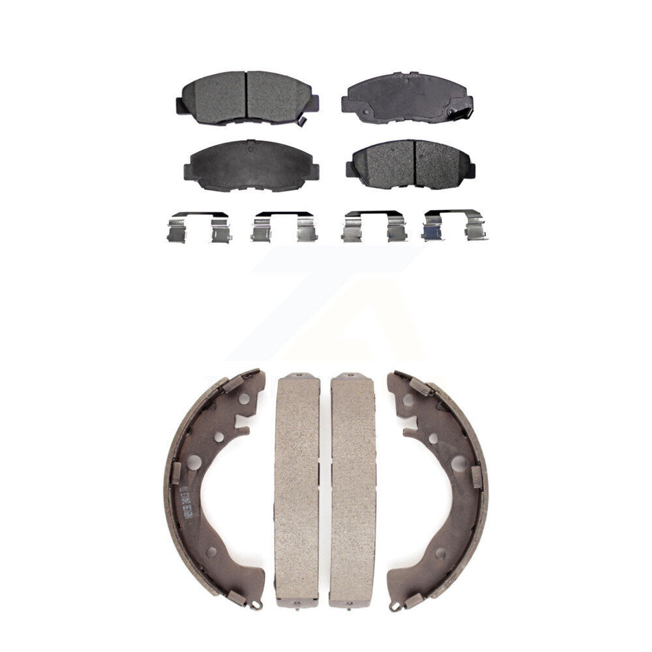 Front Rear Semi-Metallic Brake Pads And Drum Shoes Kit For Honda Civic Insight KFN-100070