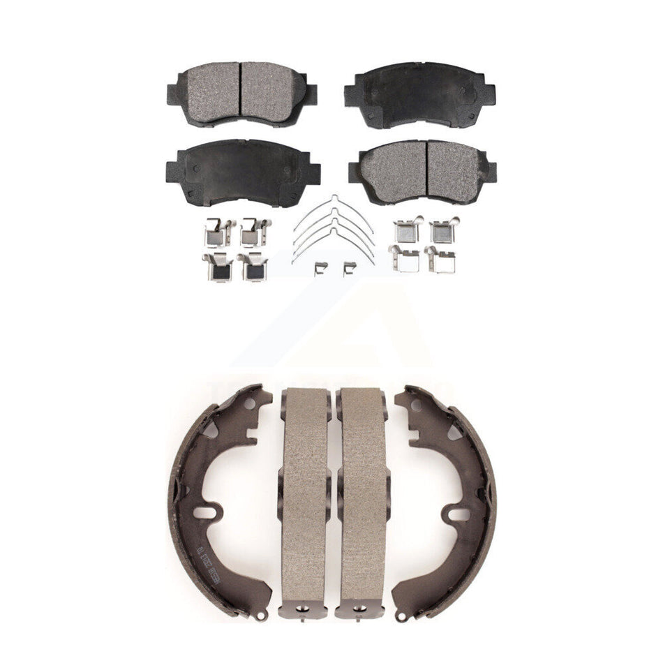 Front Rear Semi-Metallic Brake Pads And Drum Shoes Kit For 1994-1995 Toyota Celica GT KFN-100072