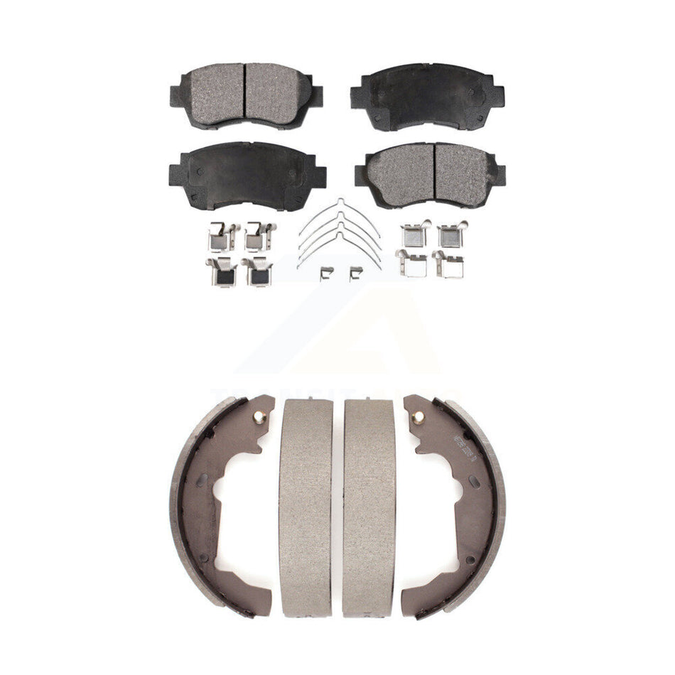 Front Rear Semi-Metallic Brake Pads And Drum Shoes Kit For 1998-2003 Toyota Sienna KFN-100073