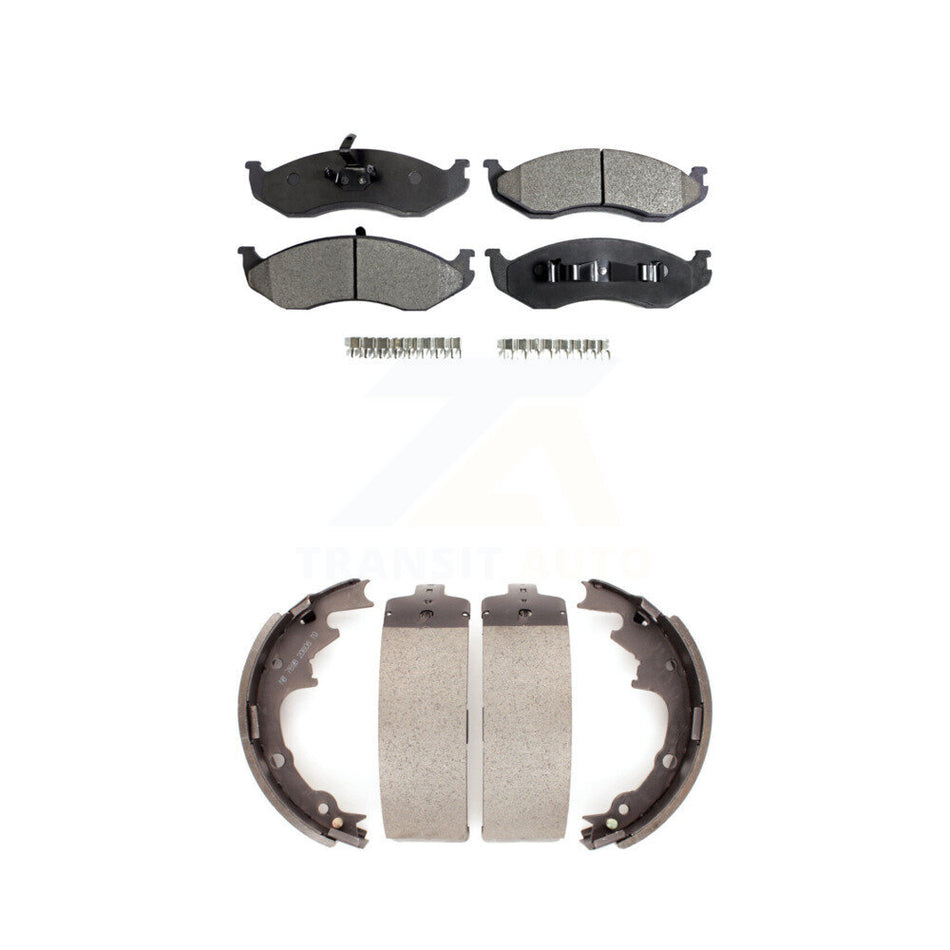 Front Rear Semi-Metallic Brake Pads And Drum Shoes Kit For Jeep Wrangler Cherokee TJ KFN-100075