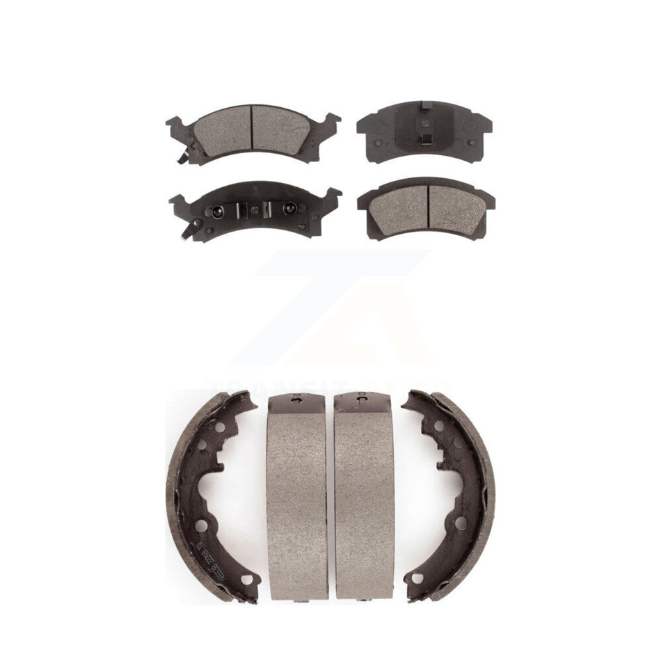 Front Rear Semi-Metallic Brake Pads And Drum Shoes Kit For Chevrolet Cavalier Pontiac Sunfire Grand Am Buick Skylark Corsica Oldsmobile Achieva Beretta Sunbird Cutlass Calais KFN-100079