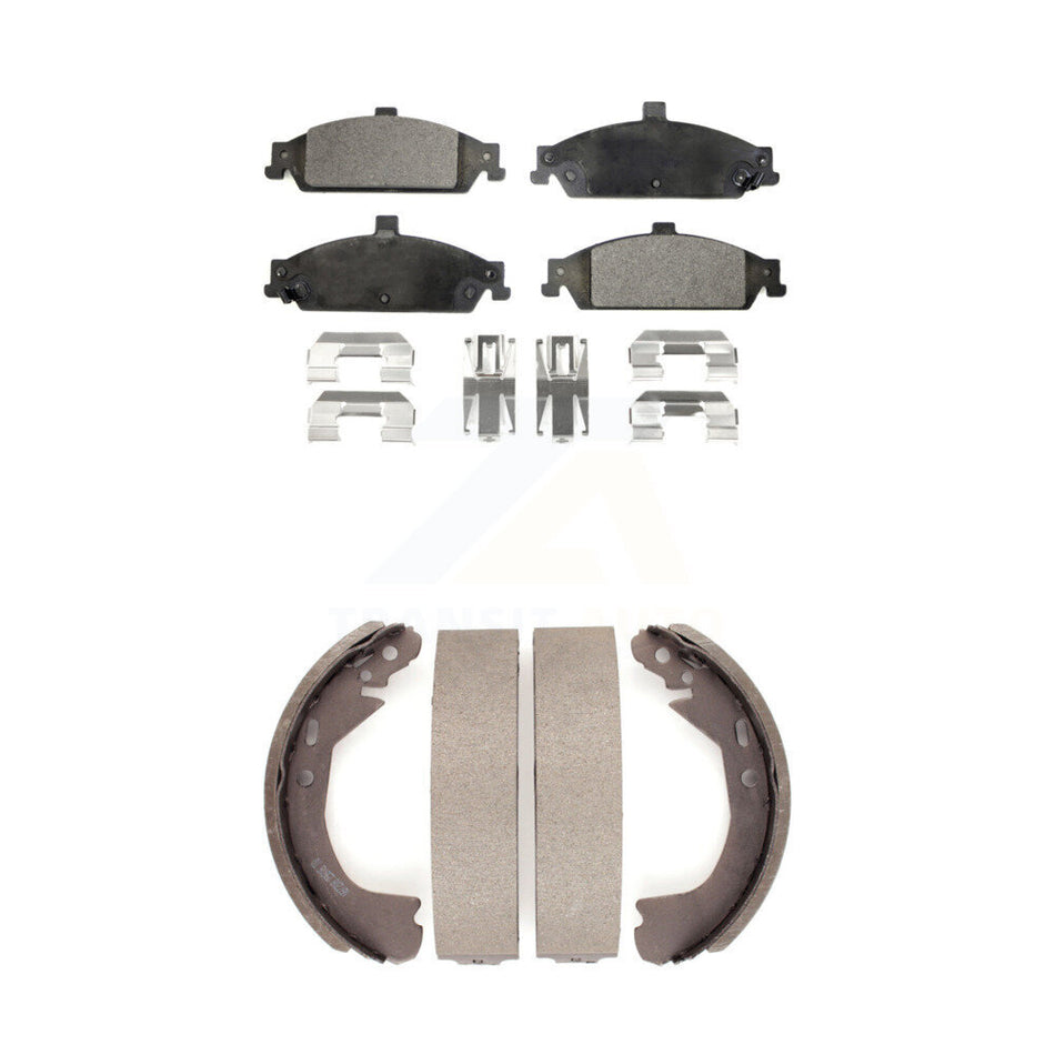Front Rear Semi-Metallic Brake Pads And Drum Shoes Kit For Chevrolet Pontiac Grand Am Malibu Classic Oldsmobile Alero Cutlass KFN-100127