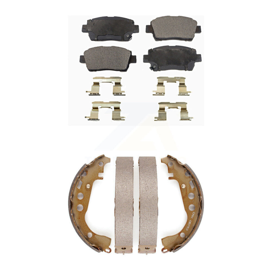 Front Rear Semi-Metallic Brake Pads And Drum Shoes Kit For Toyota Prius Scion xB xA Celica KFN-100144