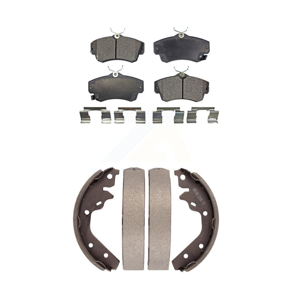 Front Rear Semi-Metallic Brake Pads And Drum Shoes Kit For 2003-2005 Dodge Neon SRT-4 KFN-100153