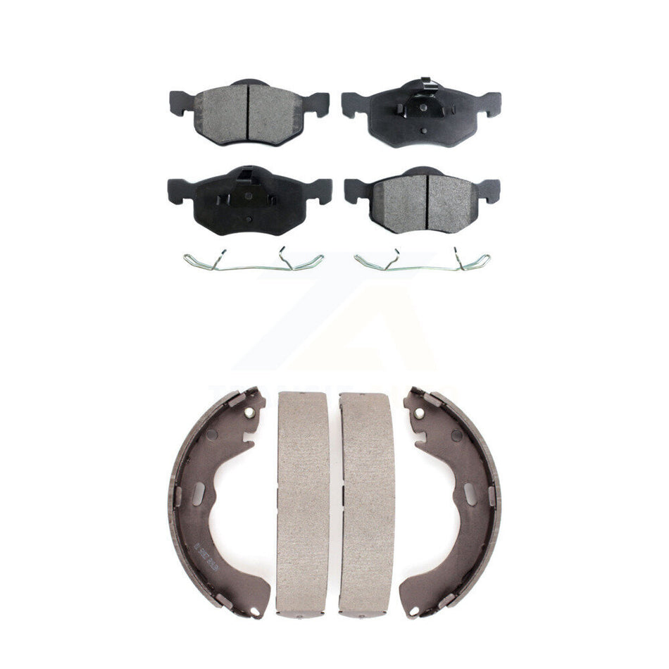 Front Rear Semi-Metallic Brake Pads And Drum Shoes Kit For Ford Escape Mazda Tribute Mercury Mariner KFN-100156