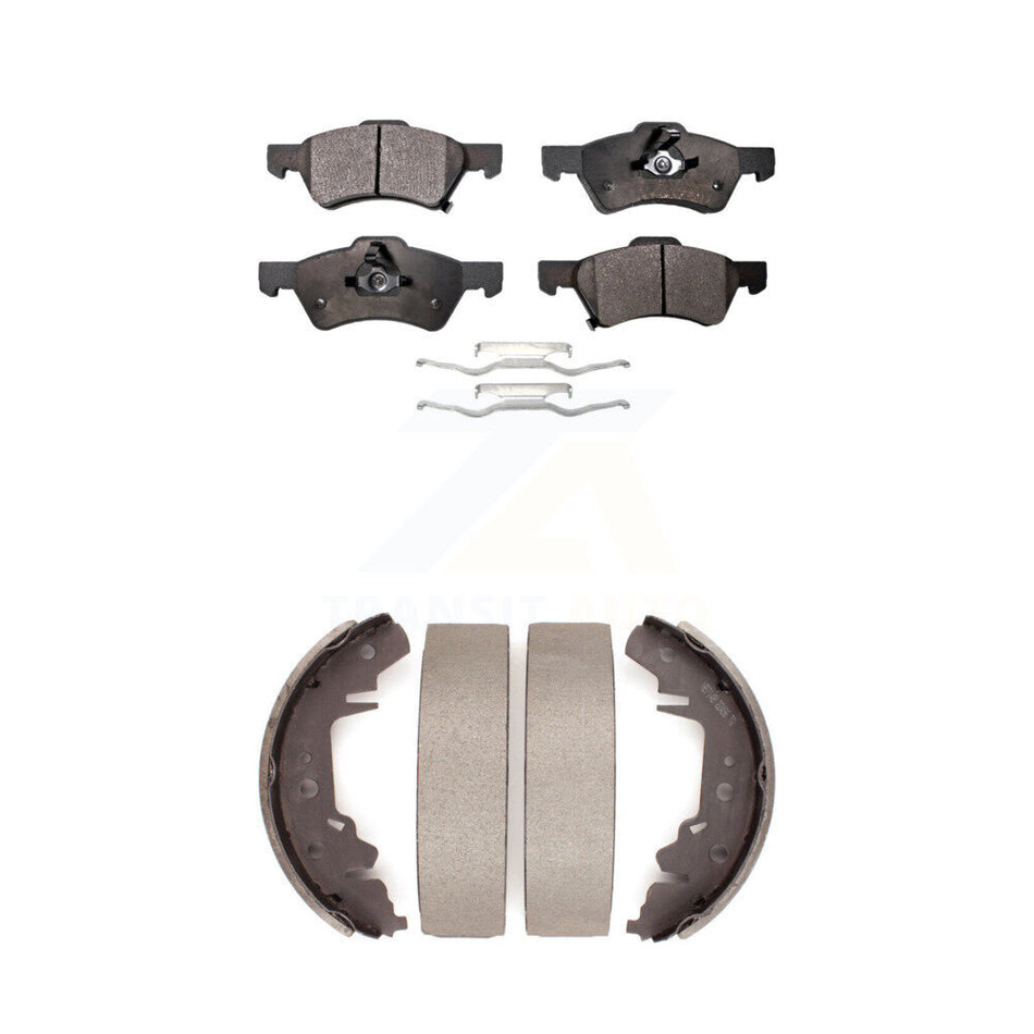 Front Rear Semi-Metallic Brake Pads And Drum Shoes Kit For Dodge Chrysler Town & Country Grand Caravan Voyager KFN-100164