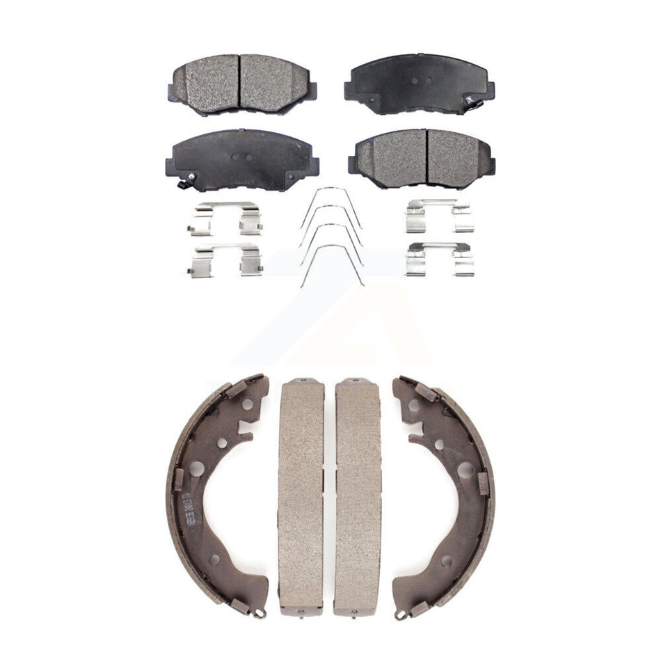 Front Rear Semi-Metallic Brake Pads And Drum Shoes Kit For Honda Civic KFN-100186