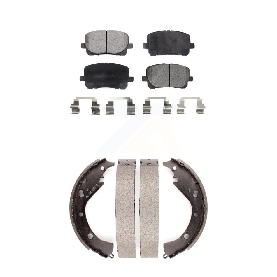 Front Rear Semi-Metallic Brake Pads And Drum Shoes Kit For 2003-2006 Toyota Matrix Pontiac Vibe AWD KFN-100189