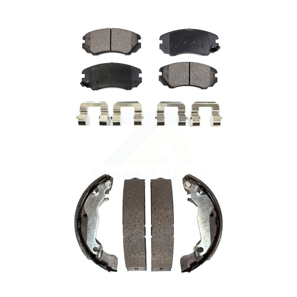 Front Rear Semi-Metallic Brake Pads And Drum Shoes Kit For Hyundai Elantra KFN-100191